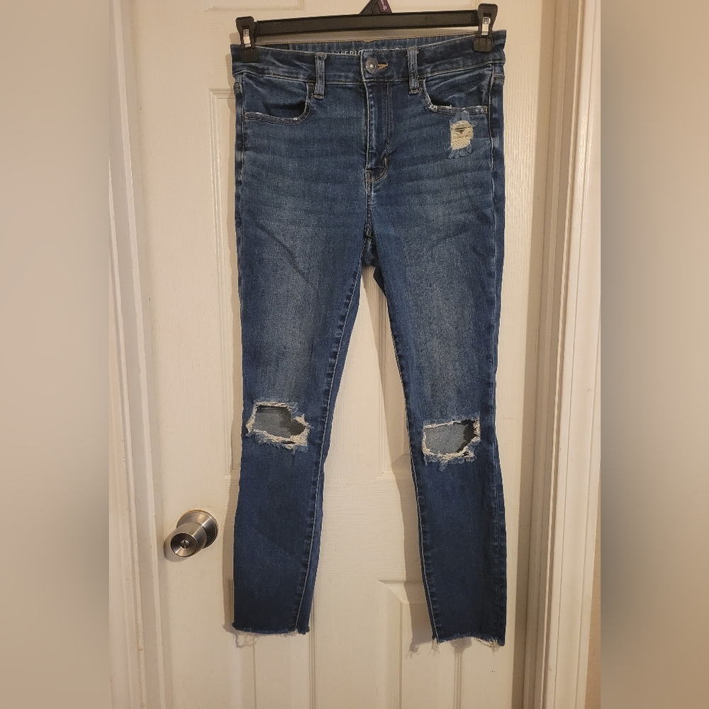 American Eagle Outfitters Ripped Blue Skinny Jeans